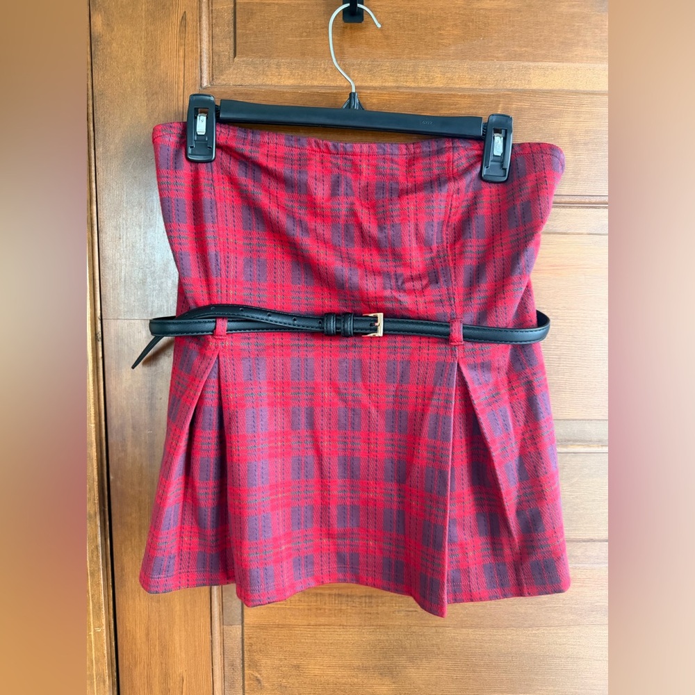 Anthropologie by Maeve Tartan Plaid Strapless Top - Picture 3 of 8